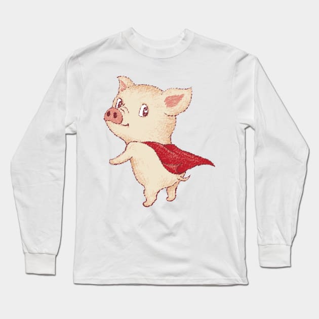 Cute pig Superhero Long Sleeve T-Shirt by sanogawa